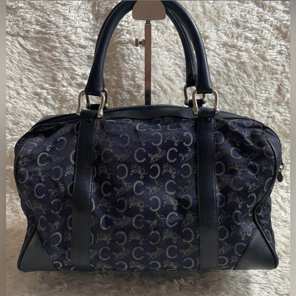 Celine Navy Monogram Travel Satchel - Picture 7 of 8